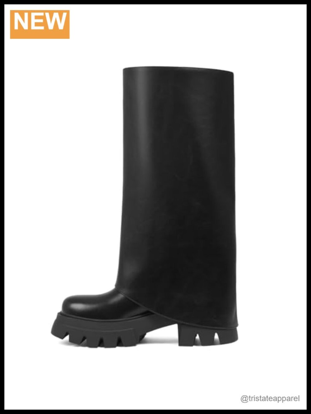 Slouchy Wide Calf Chunky Platform Knee High Boots Women Side Zipper